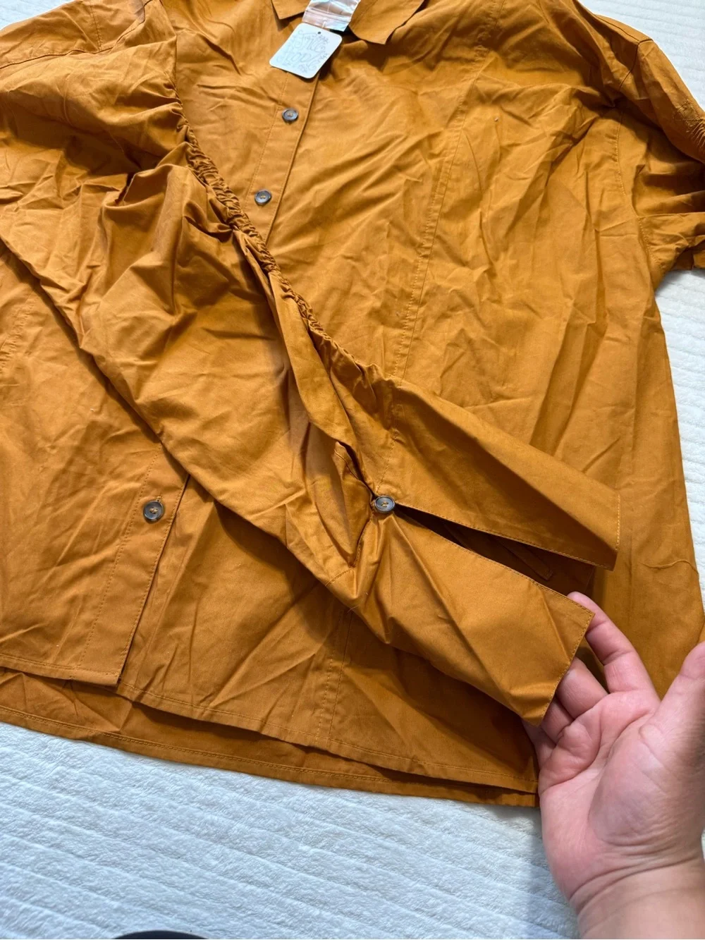 Free People Rust Orange Button-Up Blouse oversized
